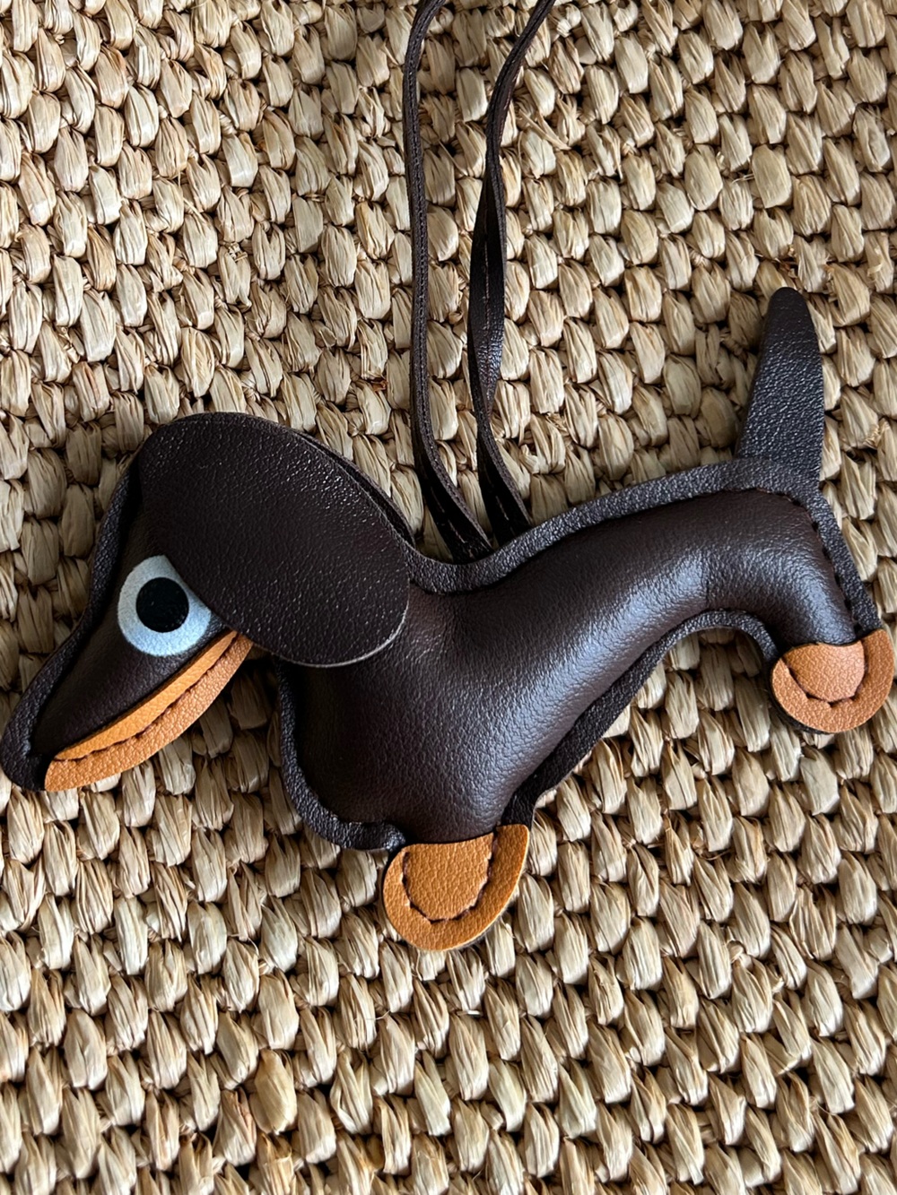 Weiner Dog Bag charm Brown Vegan Leather New